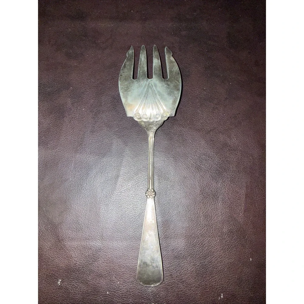 Rare Antique Assyrian Head A1 Ornate Silver Plate Serving‎ Fork 1886 Rogers Bros
